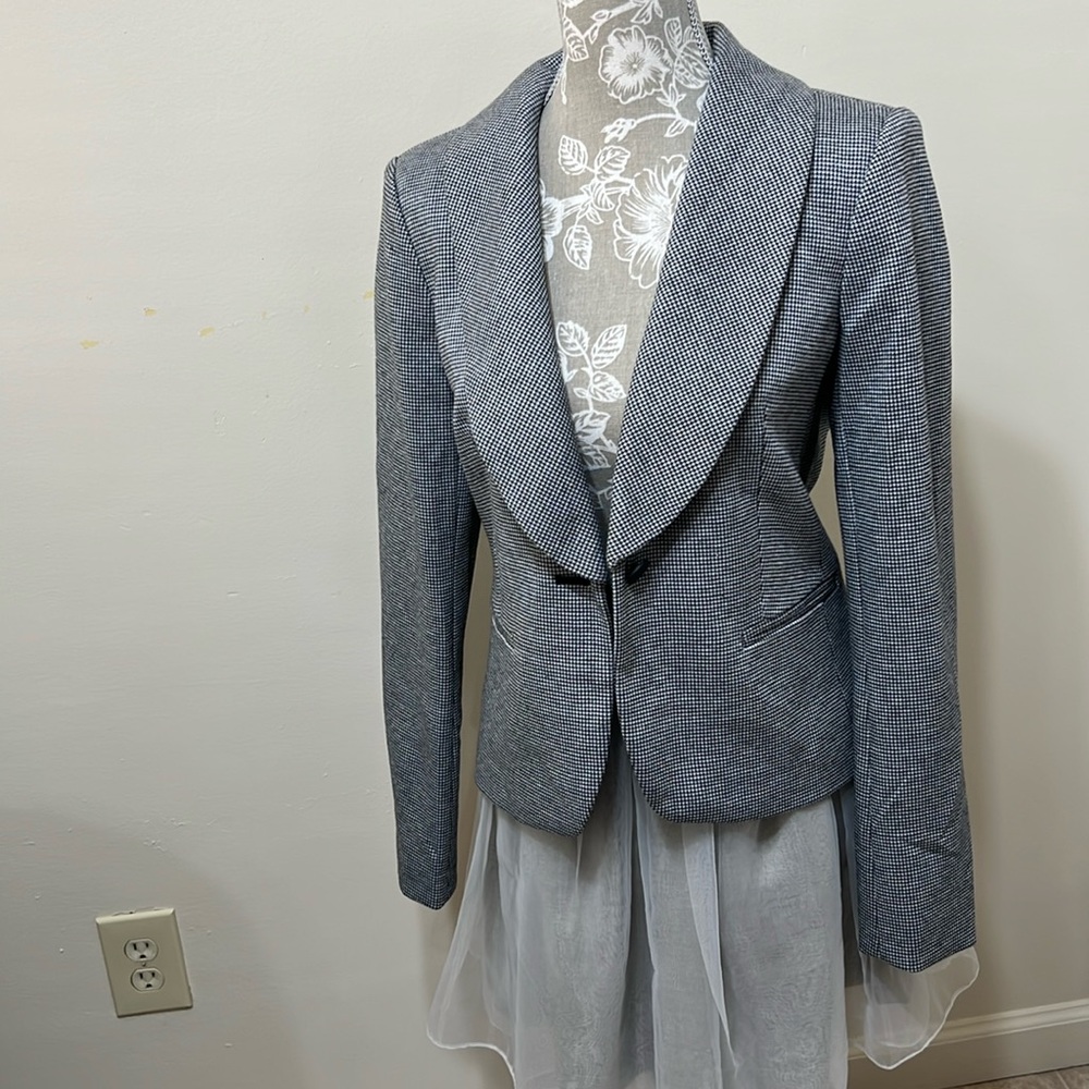 Calvin Klein Shawl Collar One Button Blazer Jacket Grey 2